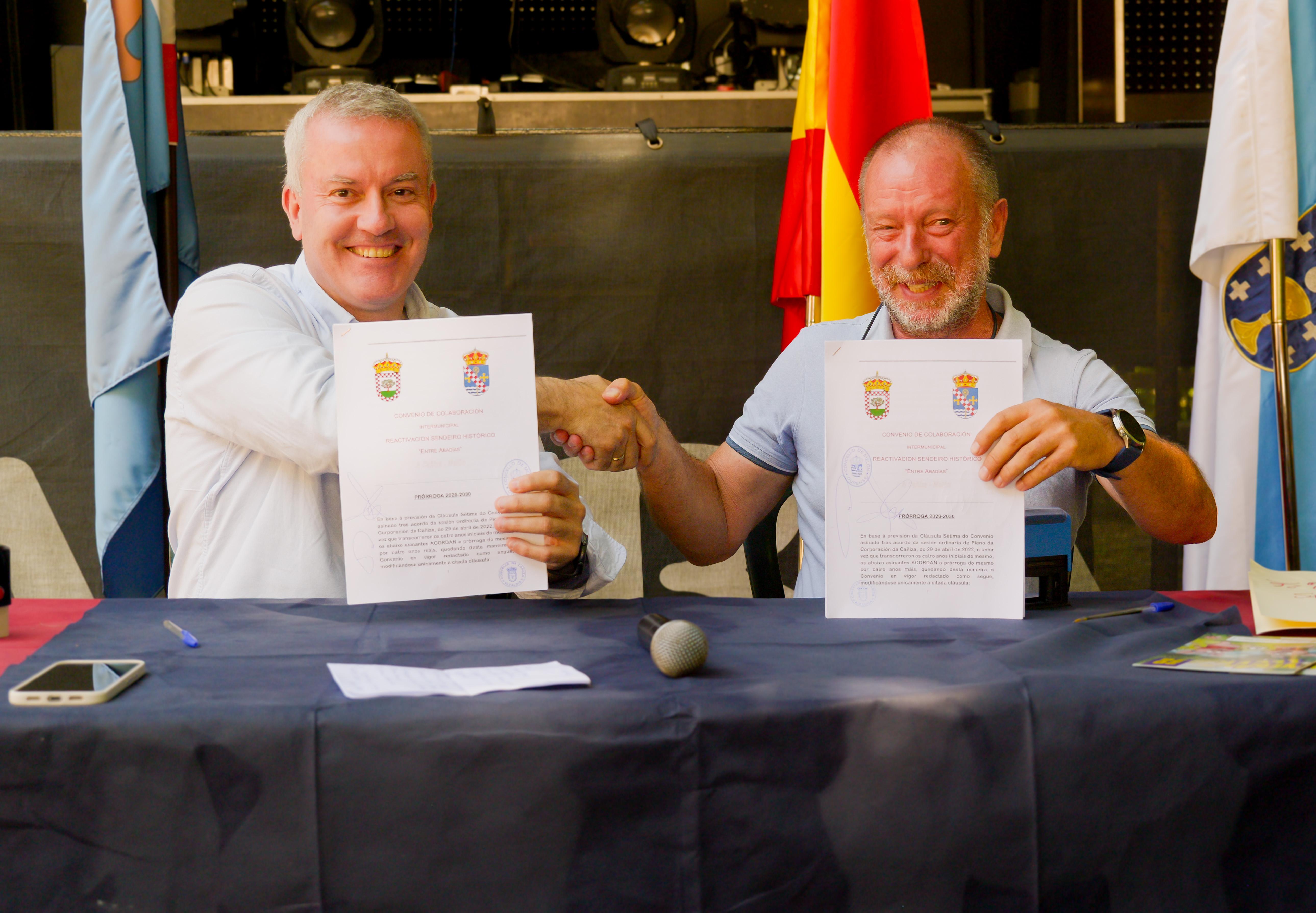 Os Concellos da Caniza e Melón renovan o convenio de colaboración para impulsar o sendeiro histórico «Entre Abadías»
