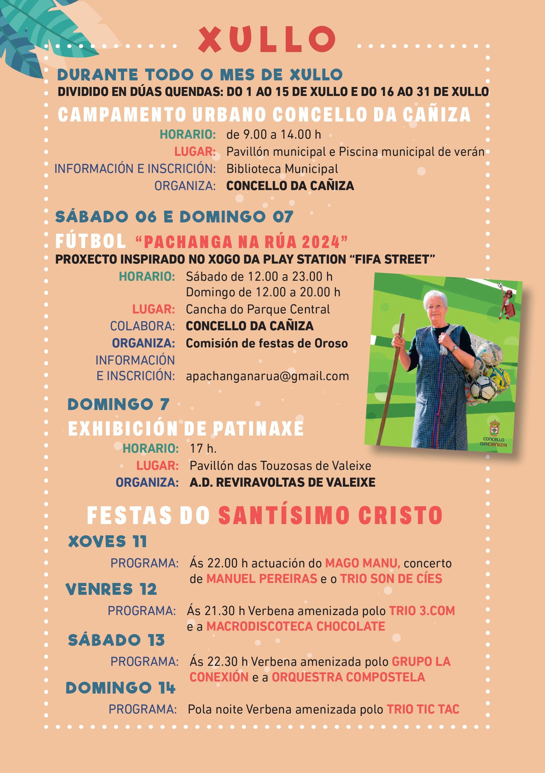 Programación do Verán Cultural e Deportivo Concello da Cañiza 2024