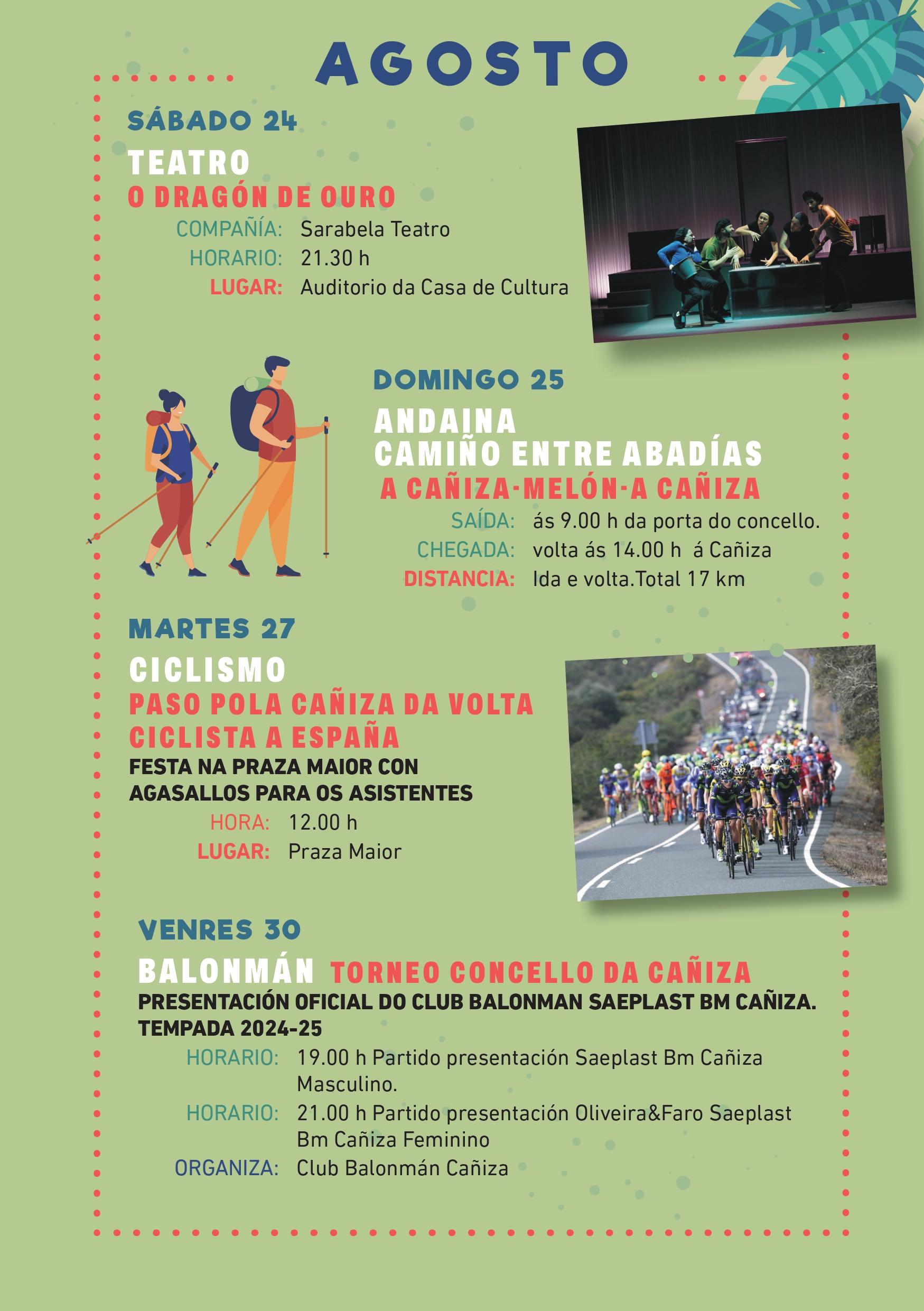 Programación do Verán Cultural e Deportivo Concello da Cañiza 2024