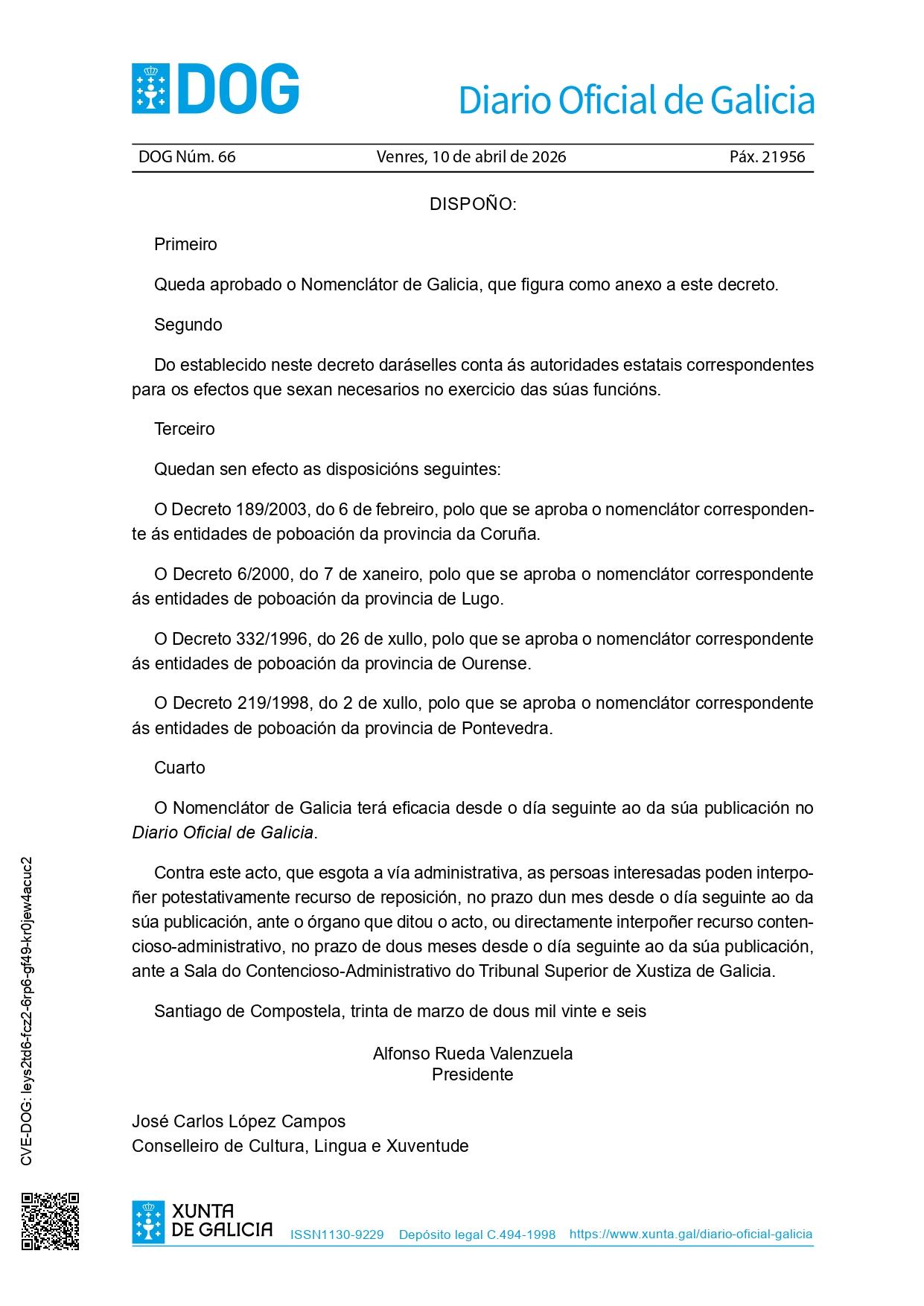 O Concello informa sobre o cambio da súa denominación oficial no Nomenclátor de Galicia