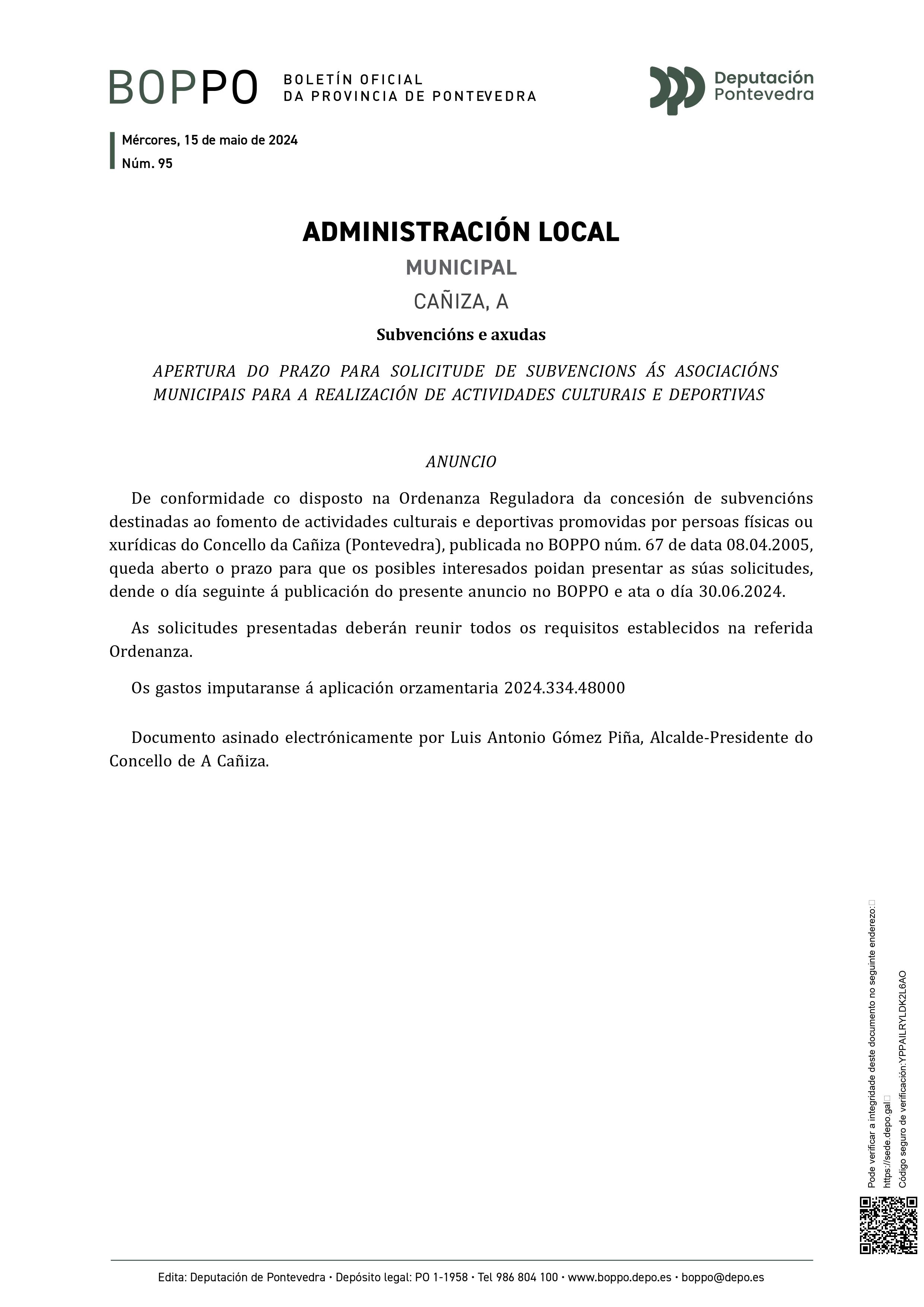 Apertura do Prazo para solicitar subvencións dende o 16 de maio ao 30 de xuño de 2024 ambos incluidos