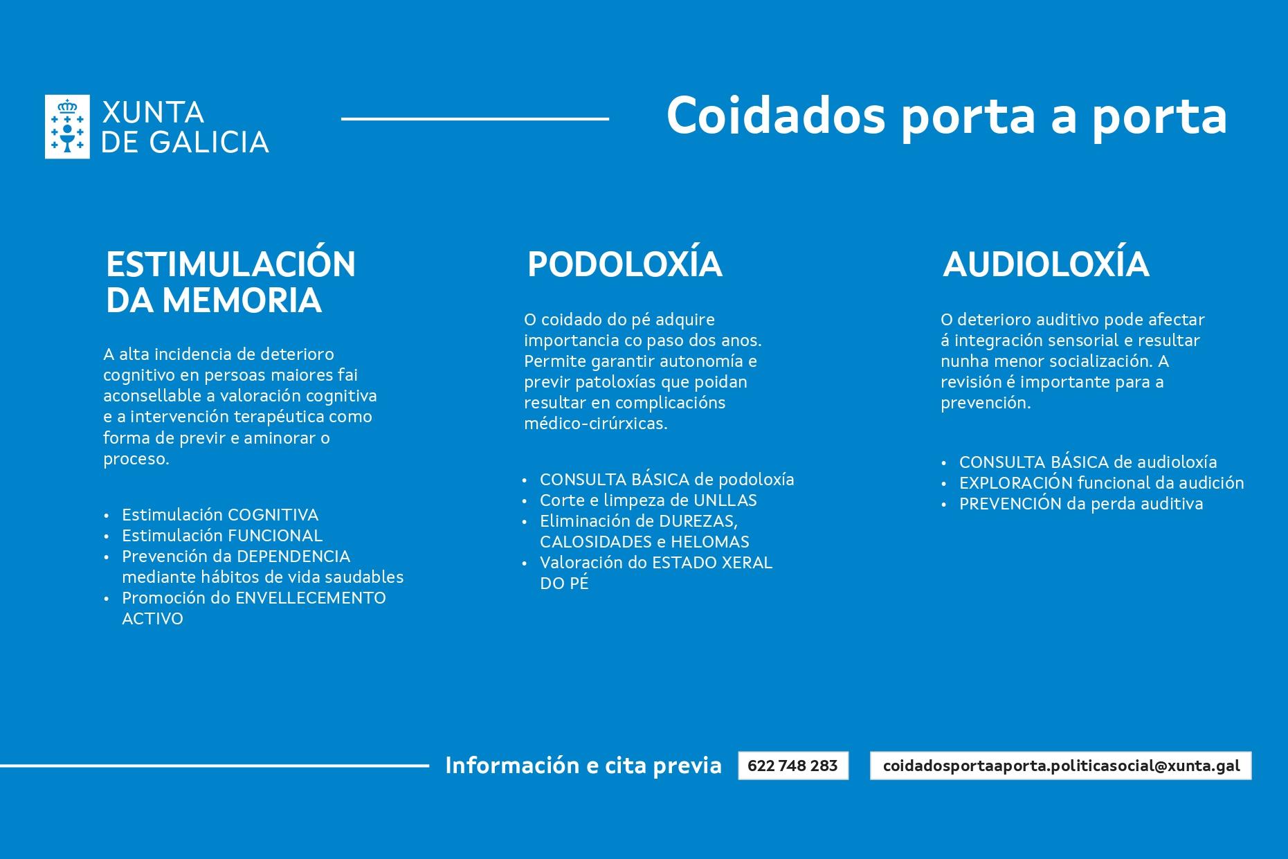 O servizo asistencial «coidados porta a porta» estará na Cañiza os vindeiros 30 de novembro e 1 e 2 de decembro