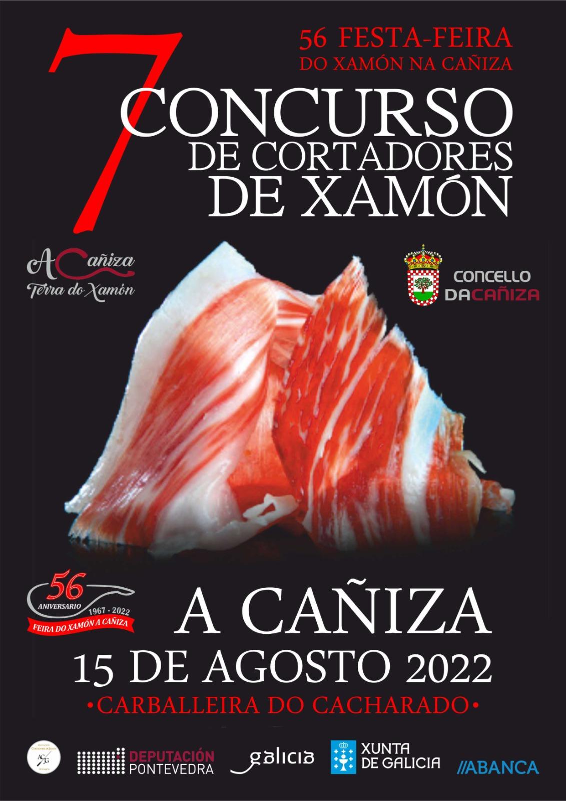 Cartel do VII certame de Cortadores de xamón 15 de agosto de 2022
