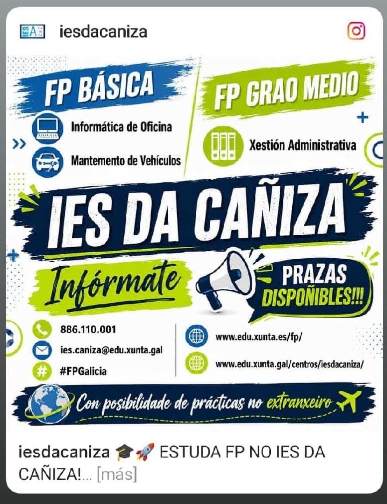 O IES da Caniza oferta novas oportunidades de Formación Profesional