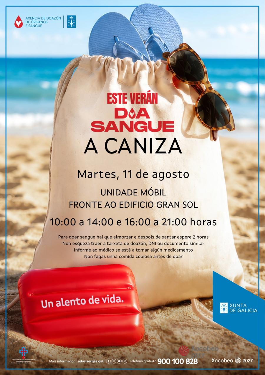 A unidade Móbil de ADOS estará na Caniza o 11 de agosto de 2026 en horario de 10 a 14h e de 16 a 21h