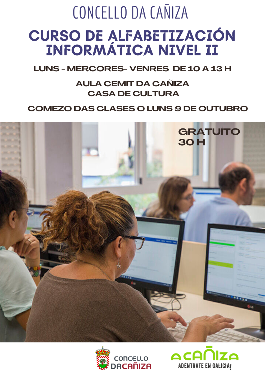 o 9 de outubro comezamos un novo curso de Alfabetización Informatica de Nivel II