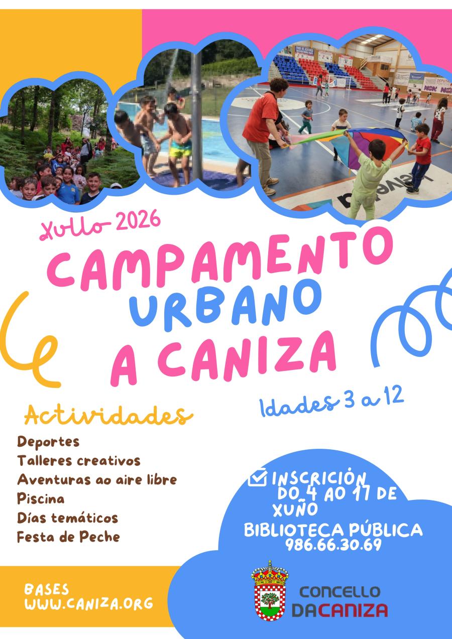 Campamento urbano verán 2026 - Concello da Caniza