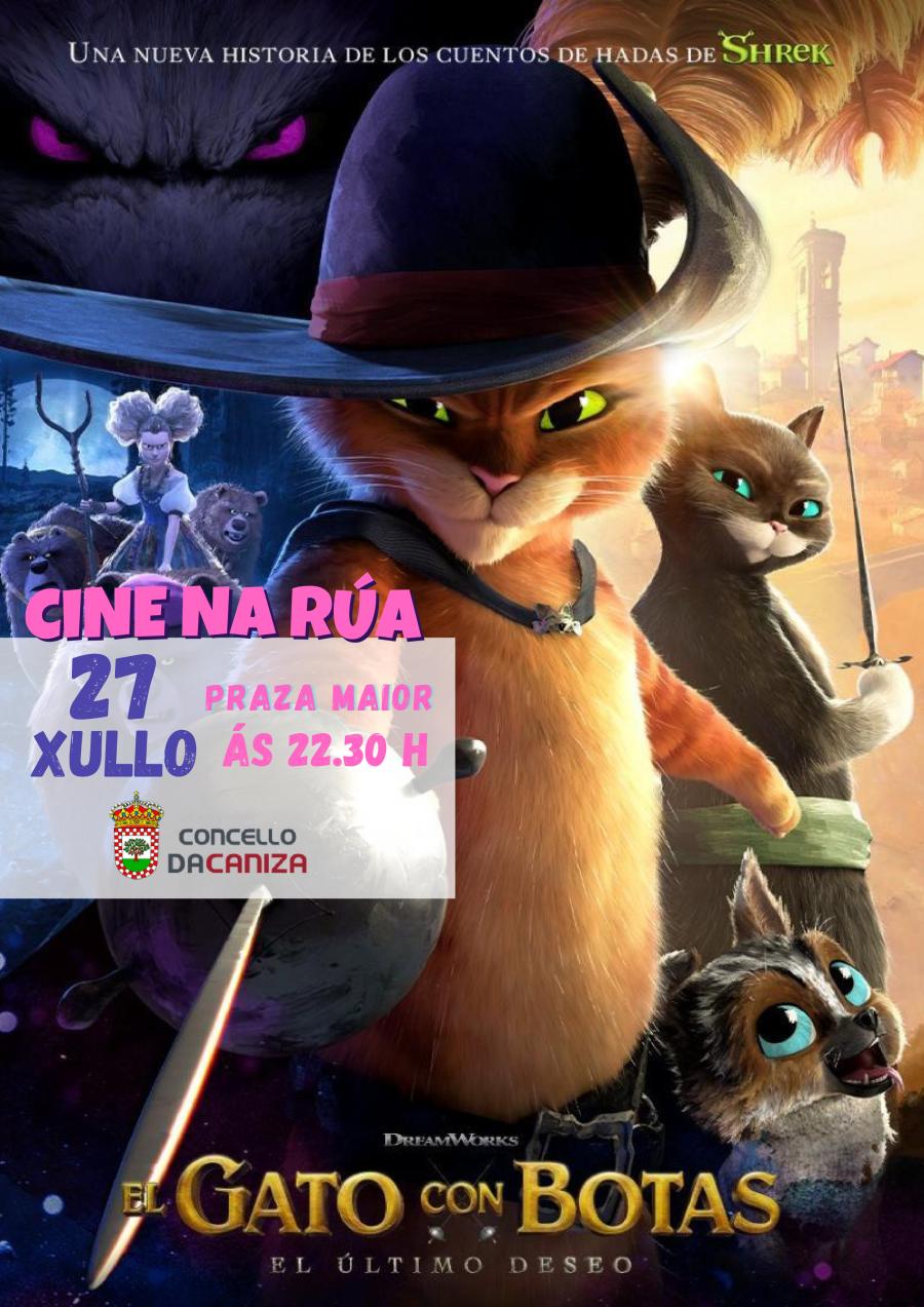 A proxección da película «O Gato con Botas: O Último Desexo» inaugura o ciclo "Cine na Rúa" do "Verán de Lecer 2026"