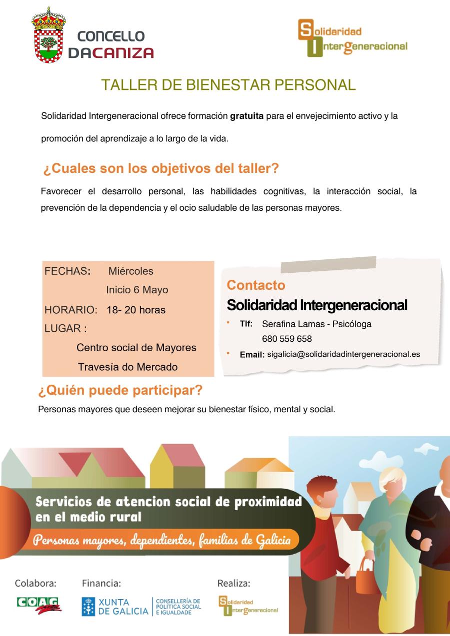 Taller de Benestar Persoal  (Centro Social de Maiores - Travesía do Mercado da Caniza)