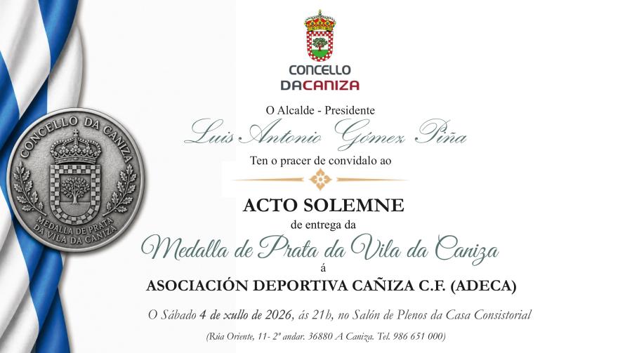 Entrega da Medalla de Prata da Vila da Caniza á Asociación ADECA Club de Fútbol